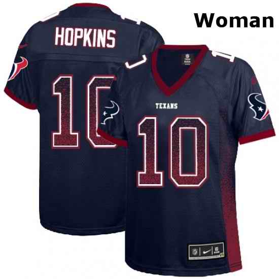 Womens Nike Houston Texans 10 DeAndre Hopkins Elite Navy Blue Drift Fashion NFL Jersey